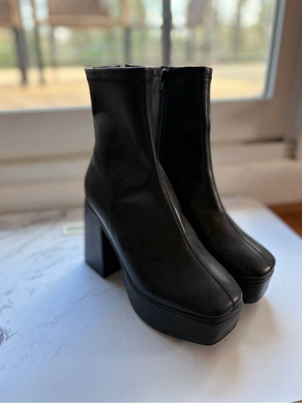 Women's Black Platform Ankle Boots - Sleek Chunky Heel